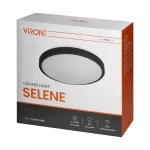 SELENE plafon, 2xE27, 2x60W, klosz matowy - polistyren, IP54, czarny