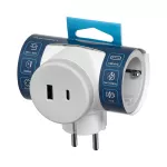 Rozgałęźnik 2P+Z (Schuko) z ładowarką 2xUSB, szary