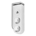 Przedłużacz biurkowy ze sprężynowym zaciskiem mocującym 2x2P+Z(Schuko),USB A+C,biała, 16A/230V 1,4m