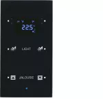 KNX TS Sensor dotykowy 2-kr z reg. temp., konfigurowalny, szkło, czarny