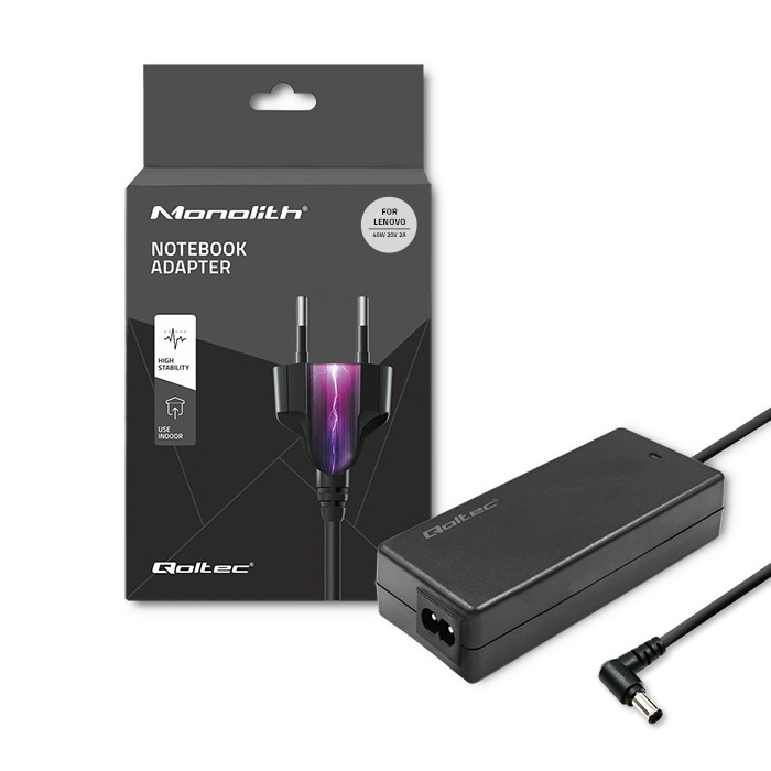 Qoltec Zasilacz do laptopa Lenovo 40W | 20V | 2A | 5.5*2.5 | +kabel zasilający