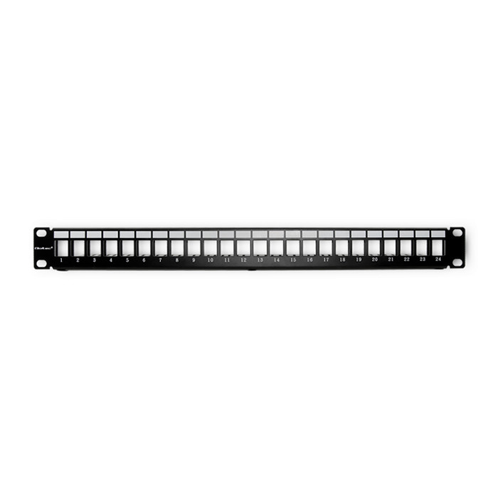 Qoltec Patch panel RACK | 24 porty | UTP blank | Czarny