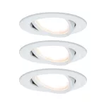 PAULMANN Oprawa do wbudowania NOVA COIN LED wychylna zestaw 3x6W 470lm 84mm 2700K IP23 230V biały mat