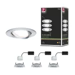 PAULMANN Oprawa do wbudowania NOVA COIN LED wychylna zestaw 3x6W 470lm 84mm 2700K IP23 230V aluminium