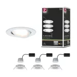 PAULMANN Oprawa do wbudowania NOVA COIN LED DIM wychylna zestaw 3x6W 470lm 84mm 2700K IP23 230V biały mat