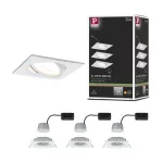 PAULMANN Oprawa do wbudowania NOVA COIN LED DIM wychylna zestaw 3x6W 470lm 84x84mm 2700K IP23 230V biały mat