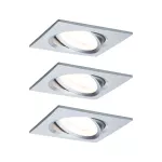 PAULMANN Oprawa do wbudowania NOVA COIN LED DIM wychylna zestaw 3x6W 470lm 84x84mm 2700K IP23 230V aluminium