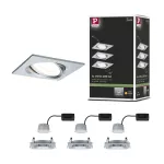 PAULMANN Oprawa do wbudowania NOVA COIN LED DIM wychylna zestaw 3x6W 470lm 84x84mm 2700K IP23 230V aluminium