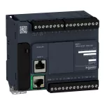 Modicon M221, sterownik kompaktowy, port szeregowy RJ45, Ethernet, 14 wejść, 10 wyjść przekaźnikowych, 100...240 VAC