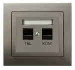 KIER Gniazdo komputerowo-telefoniczne RJ 45 kat. 5e, (8-stykowe) + RJ 11 (6-stykowe) - kolor satyna light