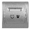 LOGO Gniazdo telefoniczne pojedyncze 1xRJ11, 4-stykowy srebrny metalik