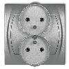LOGO Gniazdo podwójne do ramki poziomej z uziemieniem 2x(2P+Z) (bez przesłon torów prądowych) srebrny metalik