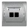 LOGO Gniazdo multimedialne podwójne bez modułu (standard Keystone) srebrny metalik