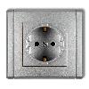 FLEXI Gniazdo pojedyncze z uziemieniem SCHUKO 2P+Z (przesłony torów prądowych) srebrny metalik