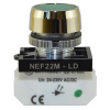 Lampka NEF22 metalowa płaska błyskająca zielona, 24V-230V