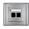FLEXI Gniazdo multimedialne podwójne bez modułu (standard Keystone) srebrny metalik