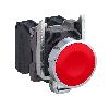 Harmony XB4 Metalowy przycisk, Czerwony, 1 NO + 1 NC, Okrągły, Płaski