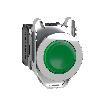 Przycisk podświetlany zlicowany metal zielony Ø30 zintegrowana dioda LED 120V AC 1 NO + 1 NC Harmony XB4