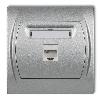 LOGO Gniazdo komputerowe pojedyncze 1xRJ45, kat. 5e, 8-stykowy srebrny metalik
