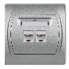 LOGO Gniazdo komputerowe podwójne 1xRJ45, kat. 5e, 8-stykowy srebrny metalik