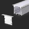 Profil Aluminiowy do paska LED wpuszczany / 2000mmx50mmx35mm / Klosz: Mleczny / Kolor: Aluminium